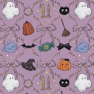a purple background with halloween decorations and cats on it's sides, all in different colors Purple Halloween Pattern dark gray