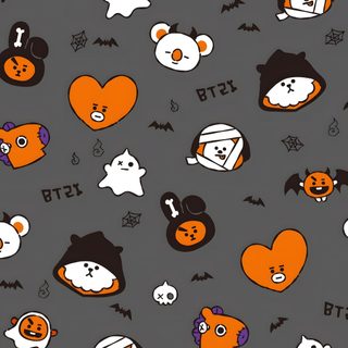 an image of halloween themed wallpaper Bts Halloween K Pop Halloween, Bt21 Pumpkin Painting, Bt21 Fall, Bt21 Thanksgiving, Bt21 Christmas, dim gray
