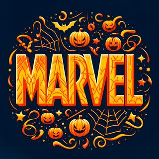 the word marvel surrounded by pumpkins and spider - man's webweave Marvel Halloween Marvel Thanksgiving, Marvel Halloween, Marvel Name Design, black