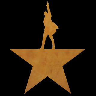 an image of a person standing on top of a star in the air with one arm raised Hamilton Halloween Hamilton Background, Hamilton Logo, Hamilton Star, Musical, Hamilton Poster, black