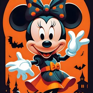 a cartoon mickey mouse with pumpkins and bats Minnie Halloween Mickey Mouse Halloween, Disney Halloween, Mickey Halloween, dark slate gray