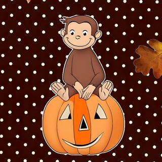 a monkey sitting on top of a pumpkin Halloween Curios George Snoopy, Cute, Curios George Background Fall, Curious George Widget Halloween, black