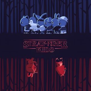 the movie poster for straynger kids, featuring three little pigs and one big red heart Stray Kids Halloween Laptop Cute Skz Cartoon, Skz Art, Skzoo Fanart, Straykids Skzoo Fanart, black