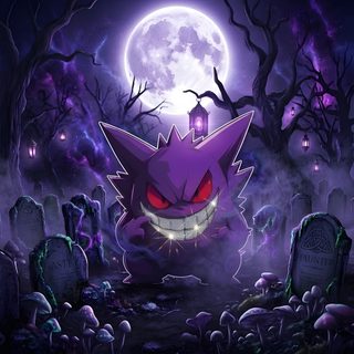 an image of a creepy halloween scene with the moon in the sky and spooky eyes Anime Halloween Pc midnight blue