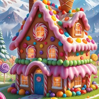 a painting of a candy land house with lots of candies and lollipops Halloween Candy House Candyland Background Free, Images Of Candy Land, Candy Land Cartoon, gray