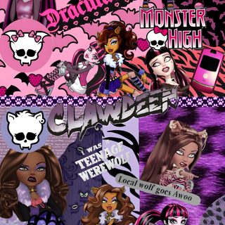an image of some cartoon characters in the same color scheme as they appear to be Monster High Halloween dim gray
