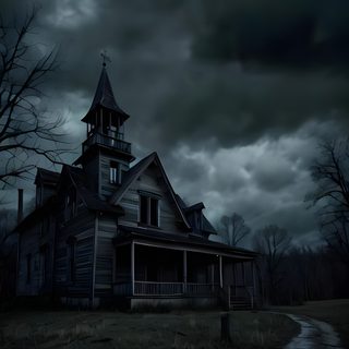 an old house in the middle of a field with dark clouds and a full moon behind it Old Scary Horror Halloween Haunted House Videos, Halloween Live, Creepy Backgrounds, dark slate gray