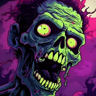 an image of a zombie with green eyes Zombie Halloween Colorful Zombie Illustration, Halloween Decoration Ideas, Halloween Zombie Art, black