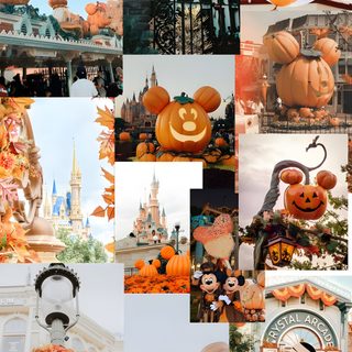 pumpkins and mickey mouse decorations at disneyland Disneyland Halloween Aesthetic Mickey Halloween, Disney World Fall Aesthetic, Disneyland October, rosy brown