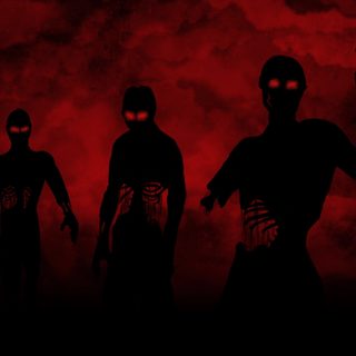 three silhouettes with glowing eyes in front of a red and black background that appears to be dark Halloween Zombie 4k Zombie, Zombie, Zombie Hill Background Hd, Dark Zombie, Zombies 4k, black