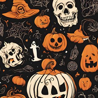 a bunch of pumpkins and skulls on a black background Aesthetic Halloween Elements Helloween, Halloween, Calabazas Halloween, Pumpkin Skeleton, black