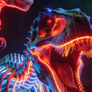 neon dinosaurs are displayed in the dark with their mouths open and teeth wide, all lit up Halloween Dinosaur Hd Dinocore, Cool Dinosaur, Neon Dinosaur, Captain America Art, Cool Dinosaurs, black