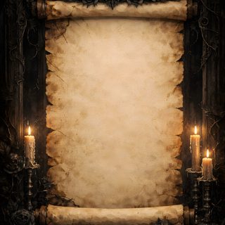 an old scroll with candles and a skull on it Halloween Scroll Scroll Texture Background, Gothic Parchment Background, Halloween Letter Background, dark slate gray