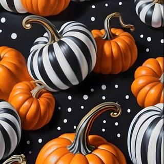 pumpkins painted on black and white striped fabric Halloween Pumpkins Non Traditional Pumpkins Background, Black Pumpkin, Seasonal Iphone, saddle brown