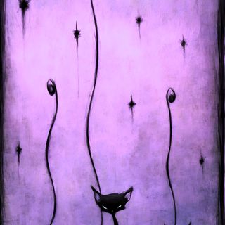 two cats are standing in front of a purple background with stars and crescents on it Feline Halloween - Black On Lavender Cat And Fairy, Light Lavender, Vintage Gothic, Whimsygoth, medium purple