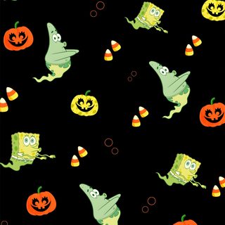 a black background with green and orange halloween pumpkins, jack - o'- lanternes, and ghost faces Spongebob Halloween Spongebob Thanksgiving, Spongebob Thanksgiving Background, Fall Spongebob, black