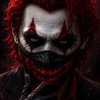 a man with red hair and makeup is dressed as the joker in a dark background Joker Halloween Joker Artwork, Marvel Dc, Black Backgrounds, Marvel,