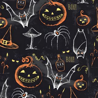 halloween seamless background with pumpkins, bats and spiderweaves on black Halloween Chalkboard Halloween Chalkboard, Vintage Chalkboard, Themed Photography, Colored Chalk, black