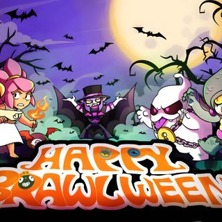 an animated halloween scene with cartoon characters Brawl Stars Halloween Koopalings Halloween, Nintendo Halloween, Warioware, Warioware Background, dim gray