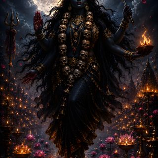the hindu god is standing in front of a full moon and surrounded by water lilies Halloween Kali 2 Chandika Devi, Room Paint Designs, Kali Hindu, Kali Ma, Goddess Kali Images, Kali Mata, black