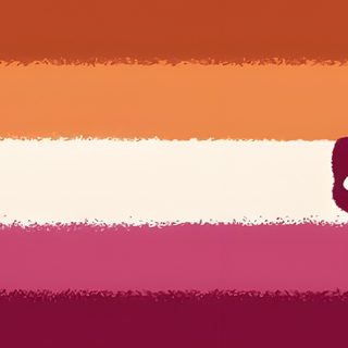 an orange and pink striped background with a black cat standing next to a spider web Lesbian Halloween Witch Lesbian Flag, Lesbian Flag Banner, Lesbian Flag Header, Lesbian Flag Pc, indian red