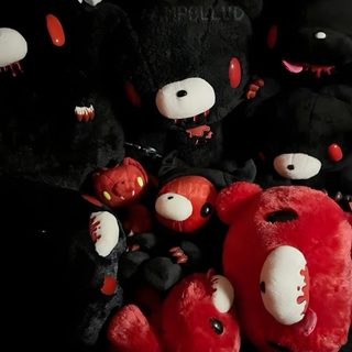 a group of stuffed animals sitting next to each other Gloomy Bear Halloween Gloomy Bear Emo, Gloomy Bear Vampire, Gloomy Bear Widget Long, black