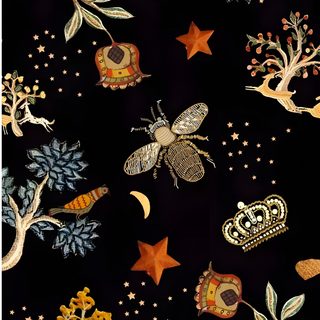 a black background with gold and silver designs on it's sides, including bees, stars, and trees Halloween Bees Accent Ideas Bug Art, Black Bee, Sparkly Bee Pattern, Bee Digital, Gucci Bee, Dark Bee,