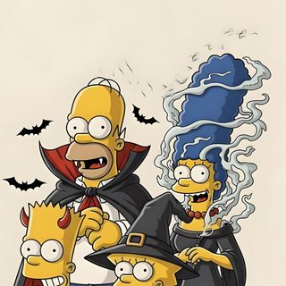 the simpsons family is dressed up for halloween Simpsons Halloween 4k Simpsons Halloween, The Simpsons Horror, The Simpsons Halloween, antique white