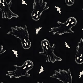 a black and white pattern with ghost faces Halloween Black black