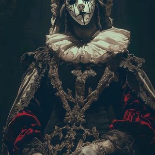 a man dressed in an elaborate costume and mask Halloween Costumes Nghệ Thuật Kinh Dị, Surreale Kunst, Arte Inspo, Creepy Art, Dark Art Illustrations, black