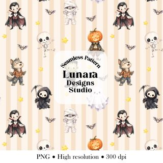 an image of halloween themed wallpaper with the words lunaa designs studio Kids Halloween Costume Custom Removable seashell