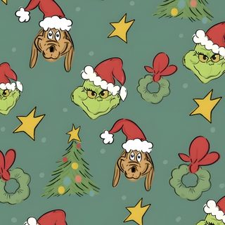 the grin face is wearing a santa hat and surrounded by green stars on a blue background Grinch Halloween Cute Christmas Iphone Grinch, Cute Christmas Grinch Backgrounds, Grinch Cute Christmas Backgrounds, slate gray