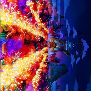 an abstract painting with many lights on it One Piece Halloween 4k One Piece Live Background, Wano Country, One Piece Live 4k Laptop, dark slate gray