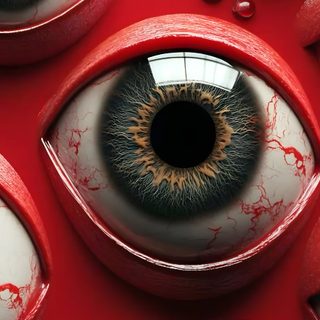 the eyeballs are painted red and white Halloween Eyeballs Red-01 Crazy Eye, Eye Ball, Eyeball Iphone, Creepy Eyeball, saddle brown