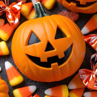 halloween pumpkins and candy on a table Halloween Candy Iphone Halloween Backgrounds, Halloween Scene, Halloween Images, Fall Patterns, chocolate