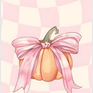 a pink pumpkin with a bow on it's head Pink Pumpkin Halloween Cute Fall Illustration, Fall-themed Party Inspiration, Halloween Decoration Ideas, misty rose