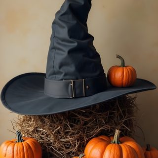 a pile of hay with pumpkins and a witch's hat on top Halloween Witch Hat Sombreros De Playa, Halloween 2, Witch Hat, Halloween Witch, Halloween Diy, dim gray