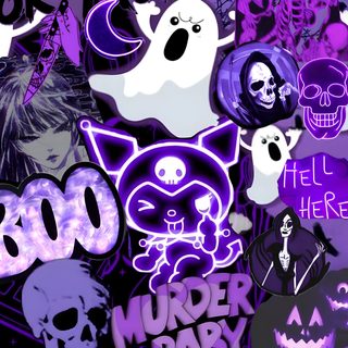a bunch of halloween stickers that are purple and black Purple Edgy Aesthetic Halloween Iphone Purple Dark, Purple Halloween, Purple Scream, dark slate blue