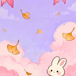 a cartoon rabbit in a pink sweater standing under leaves and looking at the ground below Cute Bunny Halloween Hayao Miyazaki, Studio Ghibli Background, Autumn Art, Miyazaki, La Vie En Rose, thistle
