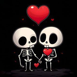 two skeletons holding hands with a heart Halloween Love Pumpkin, Halloween Backgrounds, Pumpkin Images, Spooky Costumes, Image Cat, black