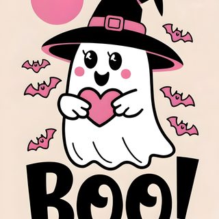 a cartoon ghost with a heart in its hands and the word boo on it's chest Cute Halloween Heart Sweet And Spooky, Spooky But Cute, Spooky Love, Valentines Ghost, antique white