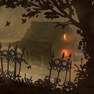 a creepy house in the woods at night Halloween Forest House Over The Garden Wall Setting, Over The Garden Wall Background, Desktop Over The Garden Wall, black