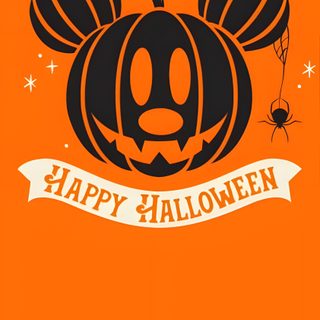 an orange background with a mickey mouse pumpkin Disney Parks Halloween dark orange