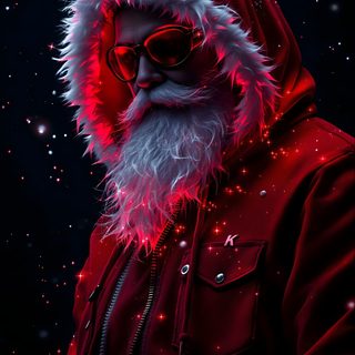 a man wearing sunglasses and a santa claus hat is standing in front of snow flakes Halloween Santa Claus Evil Santa, Santa Claus 4k Iphone, Santa Claus 4k, Santa Hd, Android Vintage, black