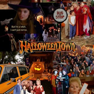 a collage of halloween images with pumpkins and people in costumes on the street Halloweentown Aesthetic Halloween Movie Iphone, Halloween Movies Aesthetic, Halloween Movies, dark olive green