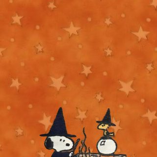 an orange background with stars and a cartoon dog cooking food in a caulder Snoopy Halloween Ac New Leaf, Halloween Cute, Holiday, Snoopy, Watch, Phone Patterns, chocolate