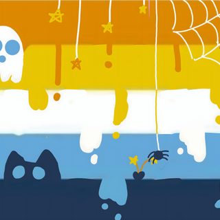 an image of halloween decorations hanging from strings Gay Halloween sandy brown