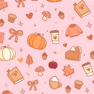 a pink background with many different items on it Pink Fall Halloween Fall Iphone Pink, Cute Girly Fall, Fall Girly, Girly Fall Backgrounds, misty rose