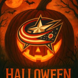 a pumpkin with the words halloween columbus blue jackets on it and bats in the background Hockey Halloween Columbus, Columbus Blue Jackets, Blue Jacket, Blue, maroon