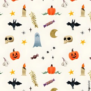 a halloween pattern with pumpkins, bats and ghost faces on white background for wallpaper Aesthetic Halloween Elements Small Halloween, Aesthetic Halloween Elements, Light Halloween, linen